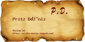 Pritz Döniz névjegykártya